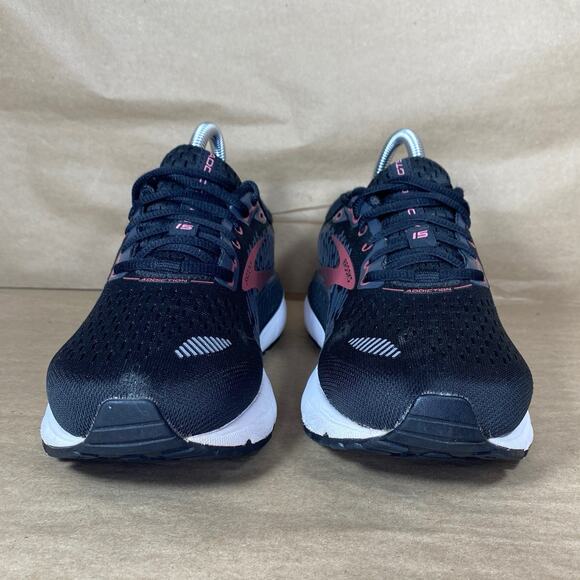 Brooks Womens Sz 7B Addiction GTS 15 Black Pink Running Trianing Shoes Sneakers - Picture 3 of 11